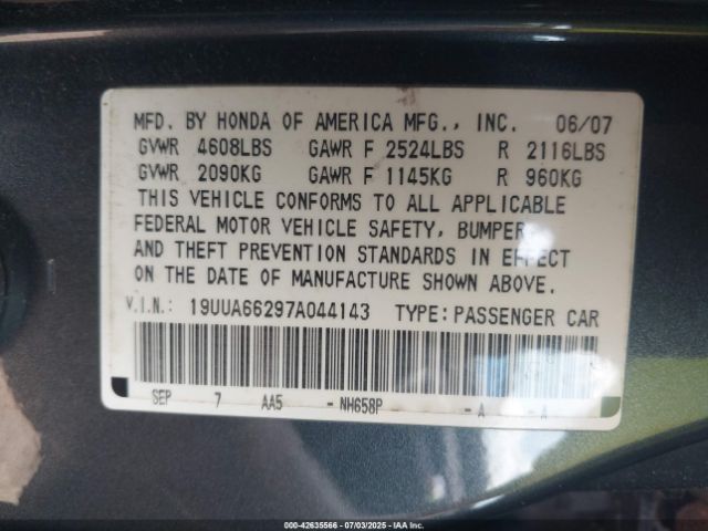 2007 ACURA TL 19UUA66297A044143 Photo 8