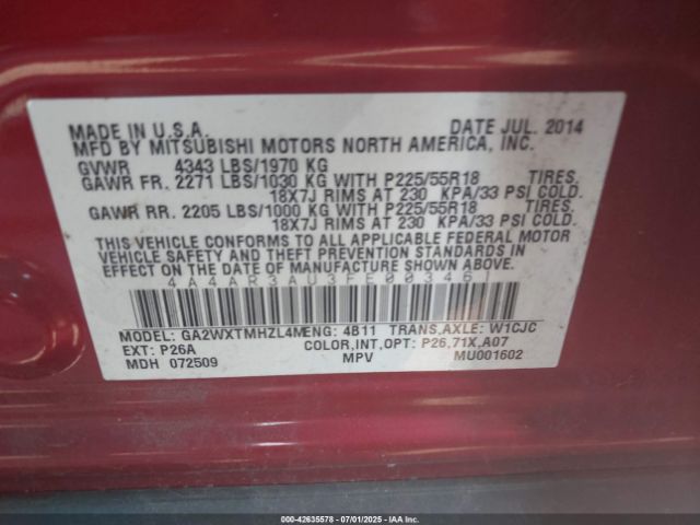 2015 MITSUBISHI OUTLANDER SPORT 4A4AR3AU3FE003461 Photo 8