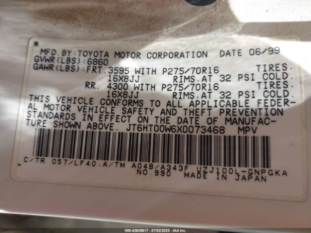 1999 LEXUS LX 470 JT6HT00W6X0073468 Photo 8