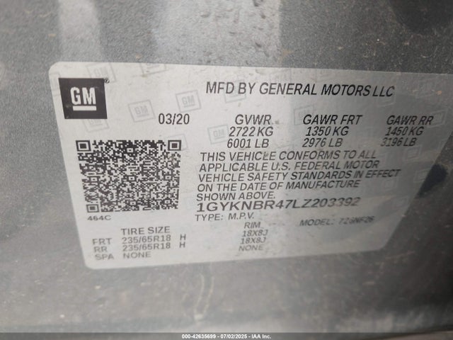 1GYKNBR47LZ203392 Cadillac lsy