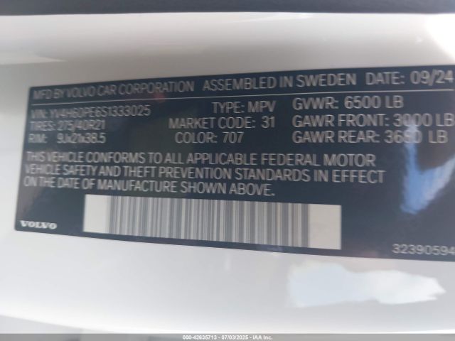 2025 VOLVO XC90 PLUG-IN HYBRID YV4H60PE6S1333025 Photo 8