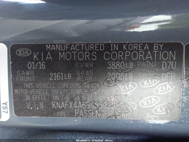 KNAFX4A69G5592959 KIA mpi nu