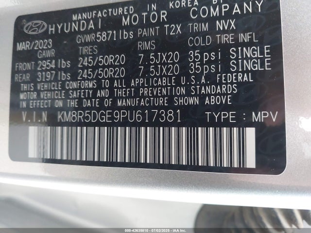 KM8R5DGE9PU617381 Hyundai gdi lambda ii