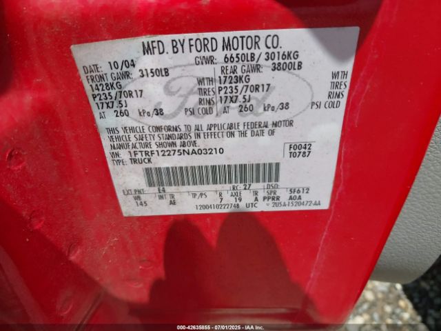 2005 FORD F-150 1FTRF12275NA03210 Photo 8