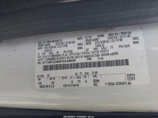 1FTNR1ZM6FKA34609 Ford 2015