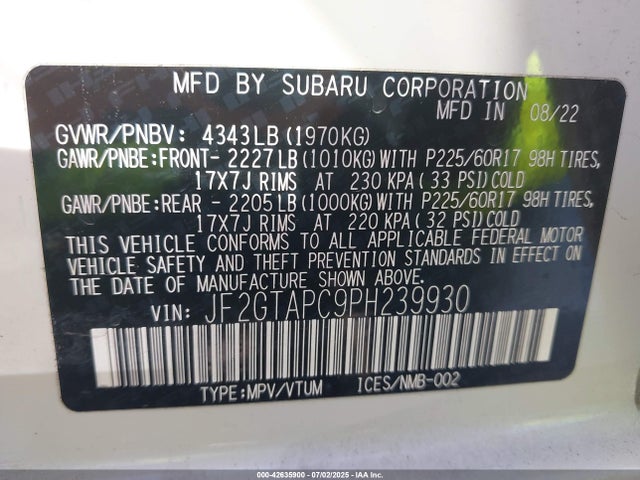 JF2GTAPC9PH239930 Subaru na