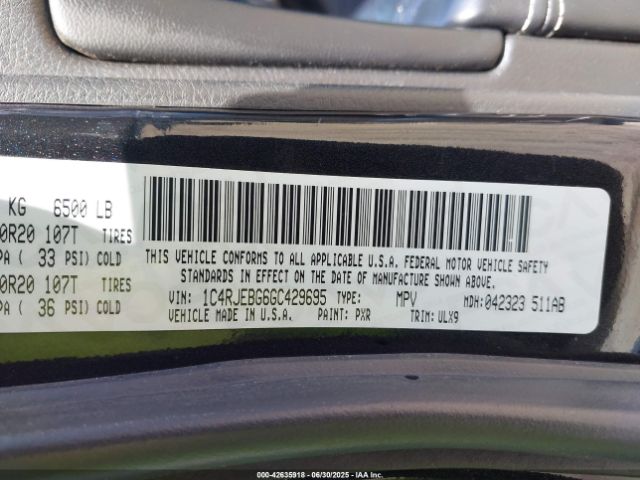 2016 JEEP GRAND CHEROKEE 1C4RJEBG6GC429695 Photo 8