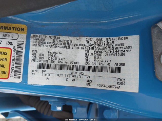 Ford 2.3l gtdi 2017 WF0DP3TH3H4124765 Image 9