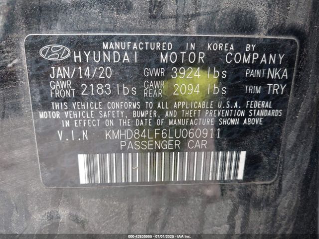 2020 HYUNDAI ELANTRA KMHD84LF6LU060911 Photo 8