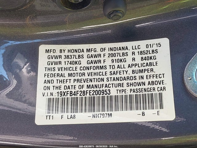 Honda lea2 2015 19XFB4F28FE200953 Image 9