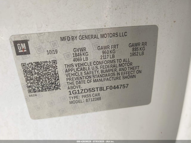 Chevrolet lfv - direct injection, variable valve timing, gen 1 2020 1G1ZD5ST8LF044757 Image 9
