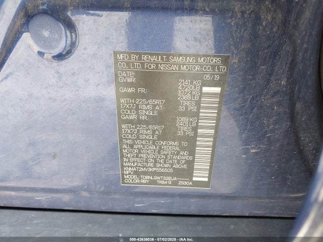 KNMAT2MV3KP556505 Nissan Rogue