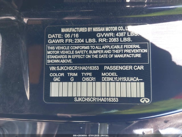 SJKCH5CR1HA016353 Infiniti m27020