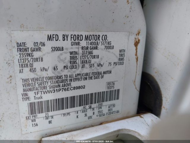 2006 FORD F-350 1FTWW31P76EC89802 Photo 8