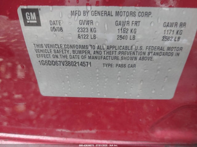 2008 CADILLAC STS 1G6DD67V380214571 Photo 8