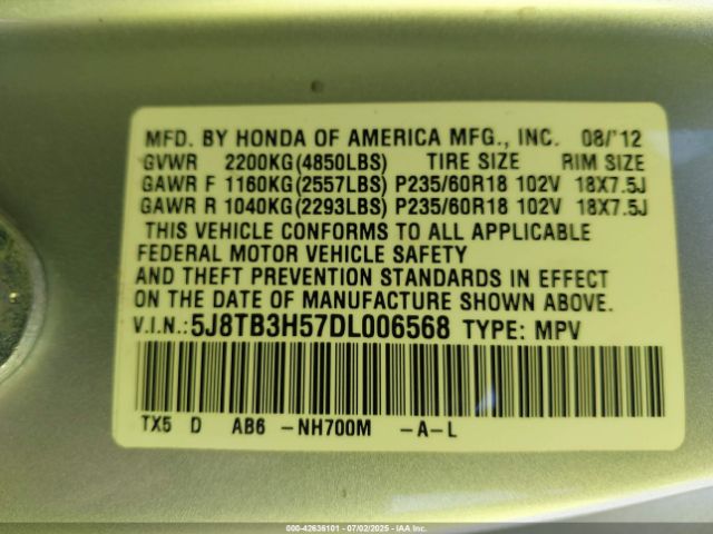 2013 ACURA RDX 5J8TB3H57DL006568 Photo 8