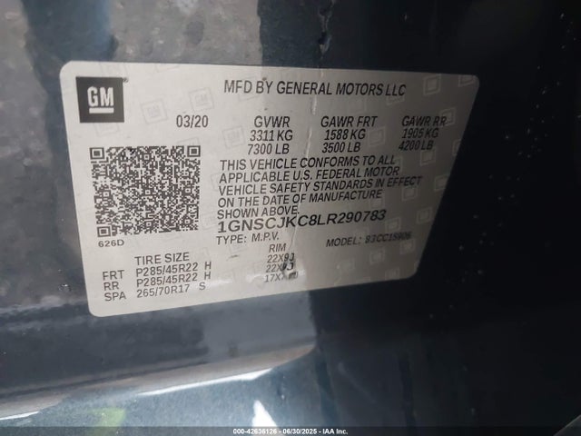 Chevrolet l83 - sidi: spark ignited direct injection, vvt: variable valve timing, afm, e85 max, alum 2020 1GNSCJKC8LR290783 Image 9