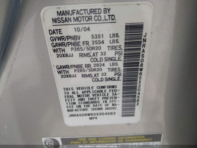 2005 INFINITI FX35 JNRAS08W65X204582 Photo 8