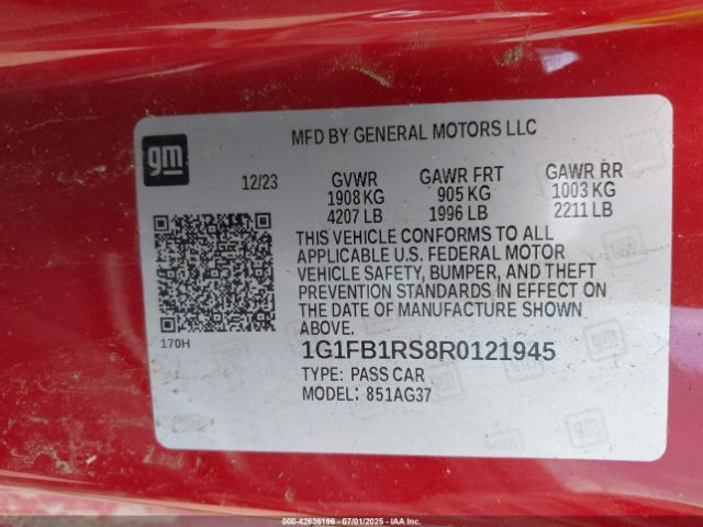 2024 CHEVROLET CAMARO 1G1FB1RS8R0121945 Photo 8