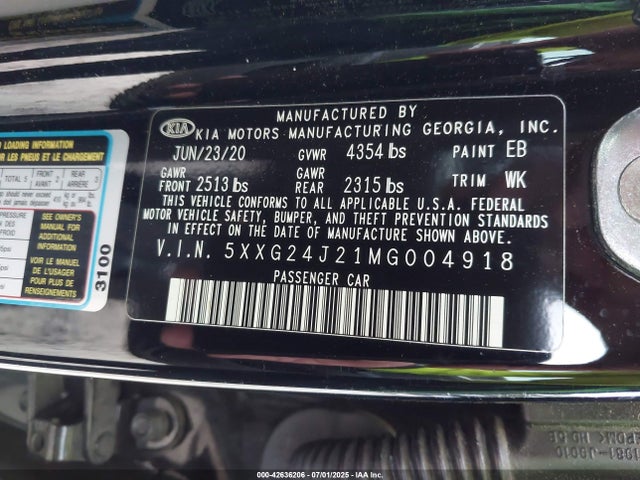 5XXG24J21MG004918 KIA t-gdi gamma ii