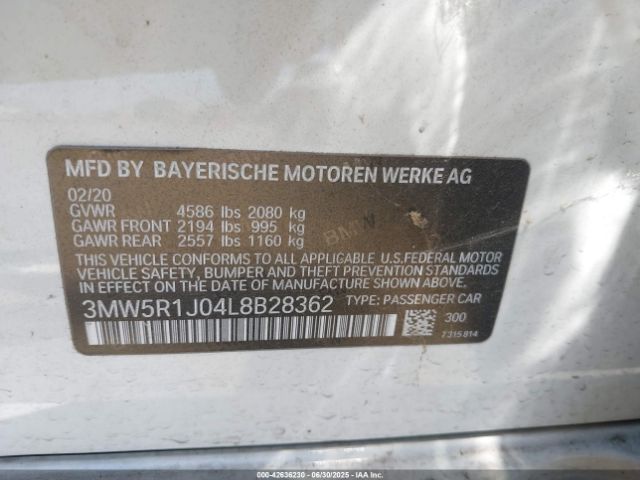 2020 BMW 330I 3MW5R1J04L8B28362 Photo 8