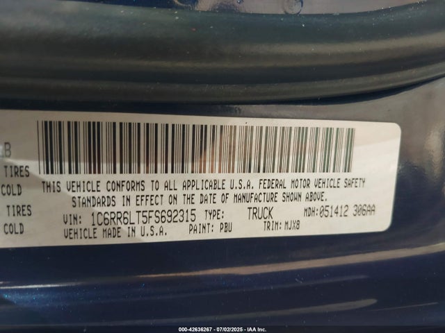RAM 2015 2015 1C6RR6LT5FS692315 Image 9