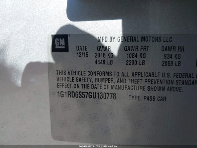 1G1RD6S57GU130778 Chevrolet l3a - di, vvt, hybrid, gen 1