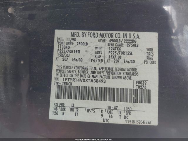 1999 FORD RANGER 1FTYR14VXXTA38493 Photo 8