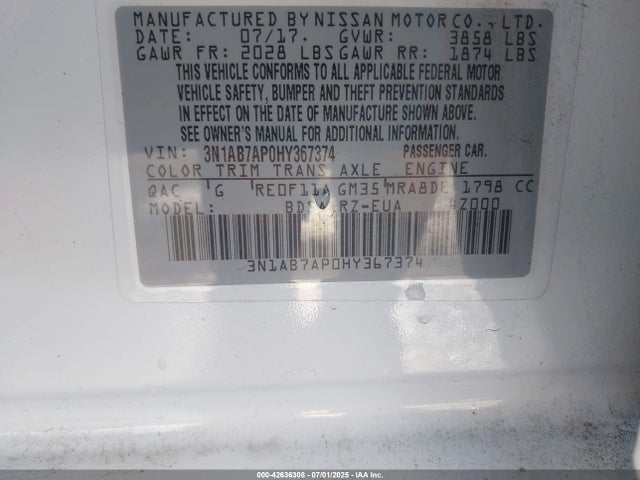 Nissan Sentra 2017 3N1AB7AP0HY367374 Image 9