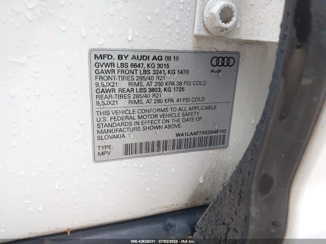 2019 AUDI Q7 WA1LAAF7XKD049152 Photo 8