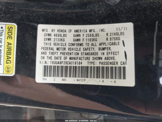 2012 ACURA TL 19UUA8F26CA018184 Photo 8
