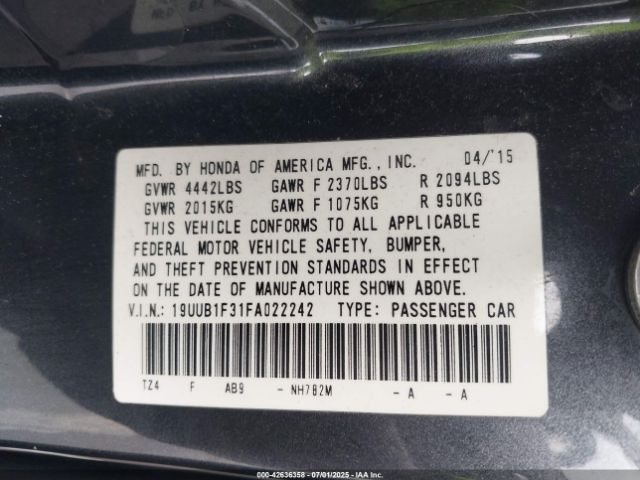 2015 ACURA TLX 19UUB1F31FA022242 Photo 8