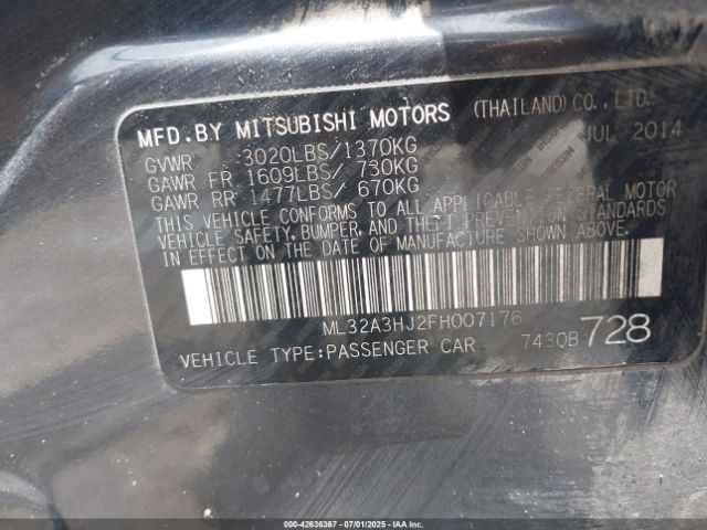 2015 MITSUBISHI MIRAGE ML32A3HJ2FH007176 Photo 8