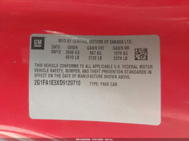2013 CHEVROLET CAMARO 2G1FA1E3XD9129710 Photo 8