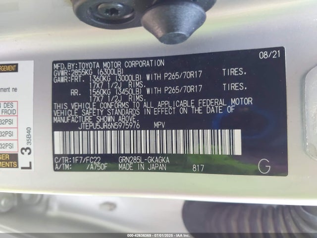 JTEPU5JR6N5975976 Toyota 1gr-fe