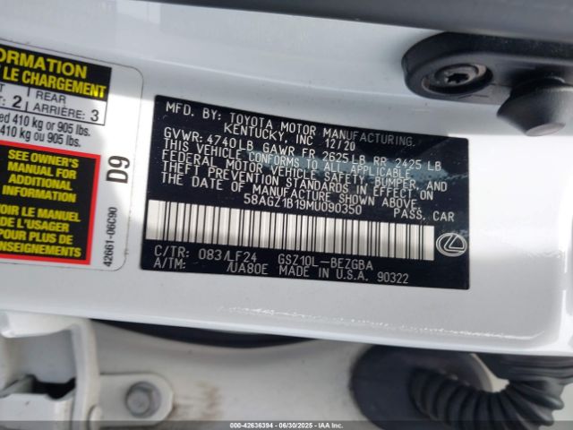 2021 LEXUS ES 350 58AGZ1B19MU090350 Photo 8