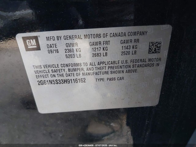 2017 CADILLAC XTS 2G61N5S33H9116162 Photo 8