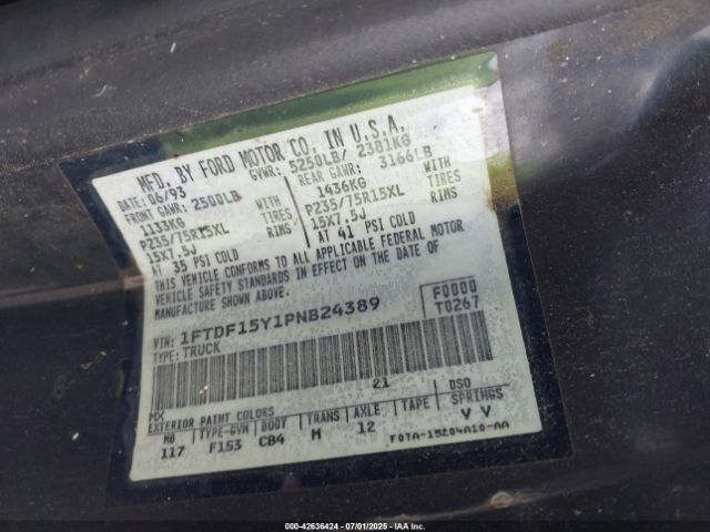 1993 FORD F150 1FTDF15Y1PNB24389 Photo 8