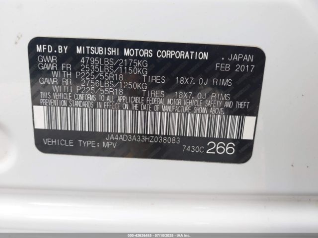 2017 MITSUBISHI OUTLANDER JA4AD3A33HZ038083 Photo 8