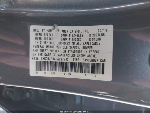 1HGCR2F34HA087733 Honda k24w1