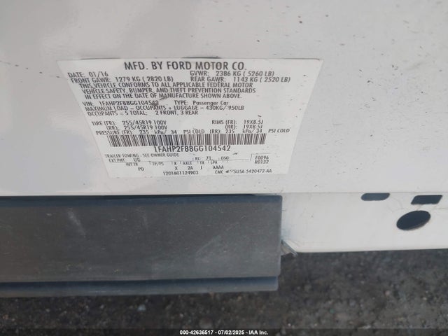 1FAHP2F88GG104542 Ford 2016