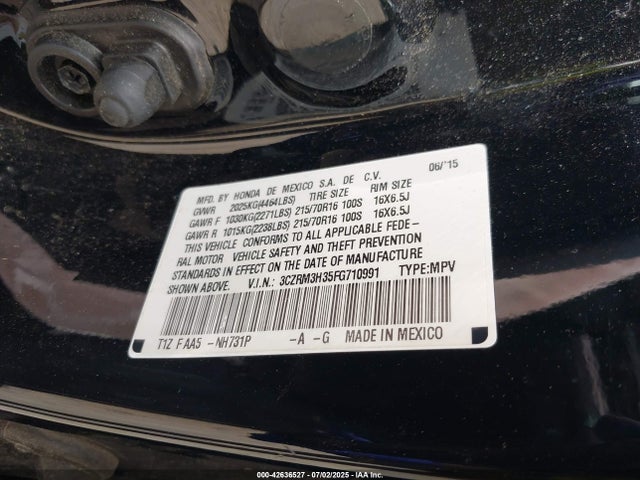 3CZRM3H35FG710991 Honda k24w9/k24v1