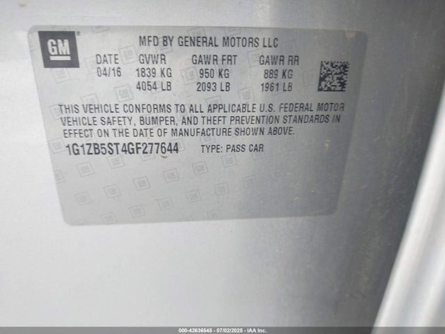 1G1ZB5ST4GF277644 Chevrolet lfv - di: direct injection, vvt, gen1 gmna