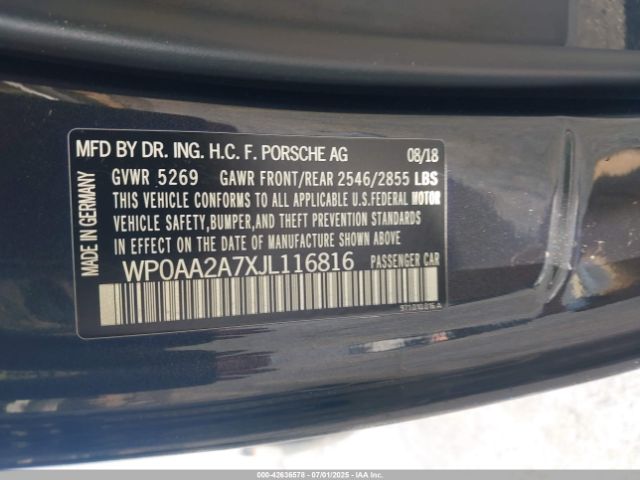 2018 PORSCHE PANAMERA WP0AA2A7XJL116816 Photo 8