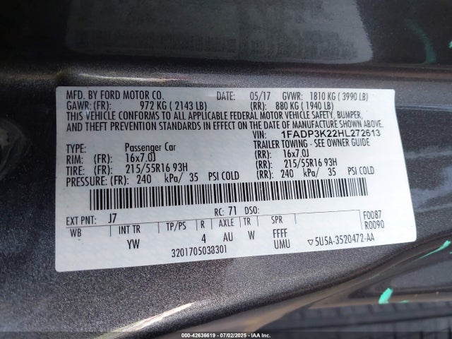 Ford 2.0l gdi 2017 1FADP3K22HL272613 Image 9