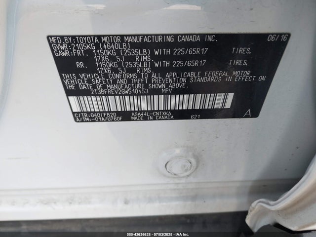 Toyota 2ar-fe 2016 2T3BFREV2GW510453 Image 9