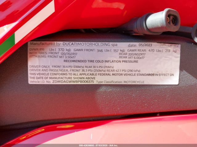 2023 DUCATI PANIGALE ZDMDAGWW8PB006375 Photo 9