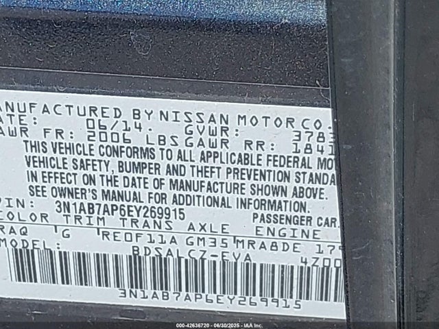 3N1AB7AP6EY269915 Nissan 2014