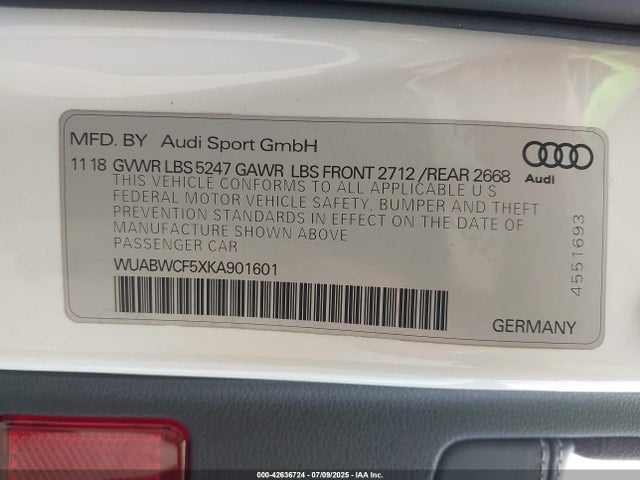 2019 AUDI RS 5 WUABWCF5XKA901601 Photo 8