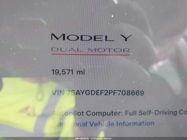 7SAYGDEF2PF708669 Tesla Model Y